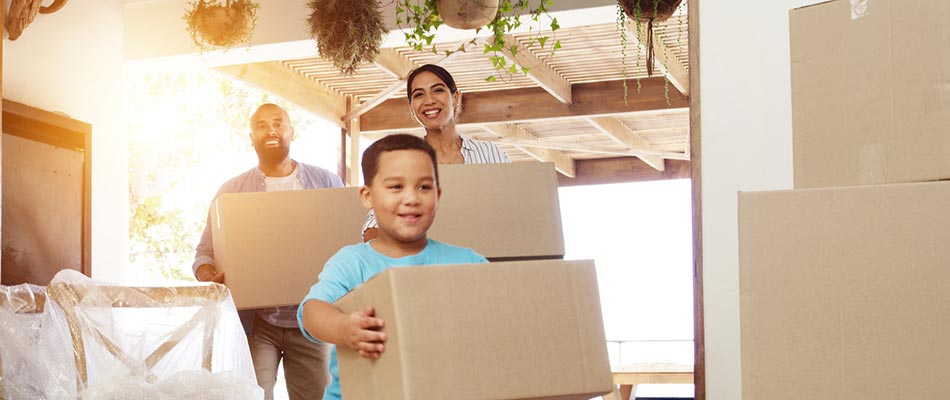 A family moving into their new home