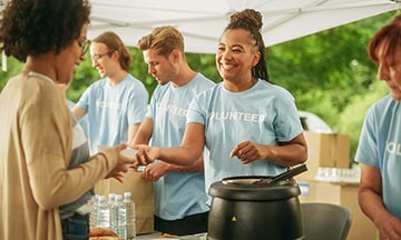 Volunteers working in the community