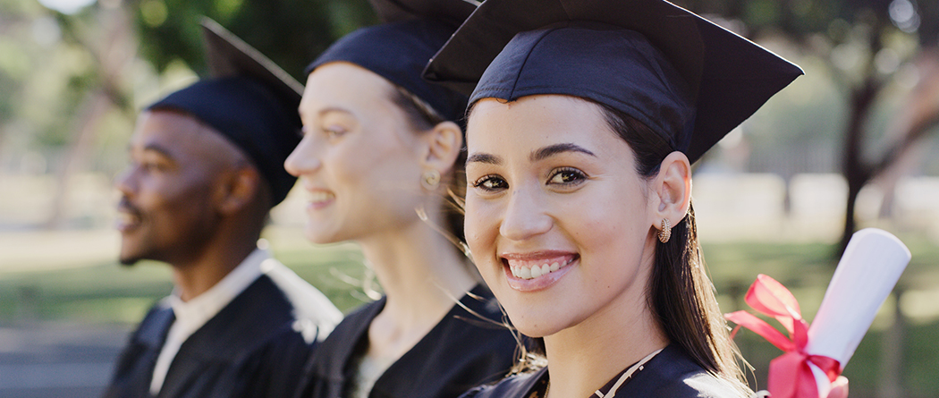 Students at their high school graduation ceremony